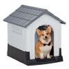 26 inch Plastic Dog House, Indoor Outdoor Doghouse Pet House with Air Vents and Elevated Floor