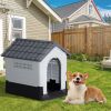26 inch Plastic Dog House, Indoor Outdoor Doghouse Pet House with Air Vents and Elevated Floor